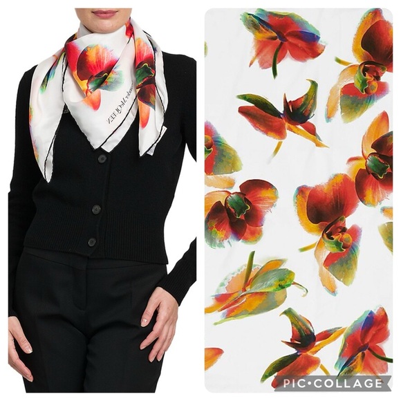 Alexander McQueen Silk Scarf in Solarized Orchid Red Yellow and Ivory